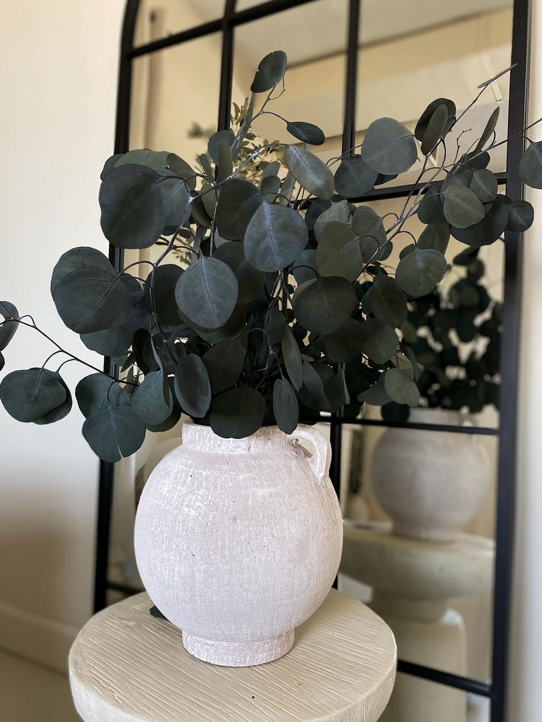 Distressed White Textured Terracotta Vase