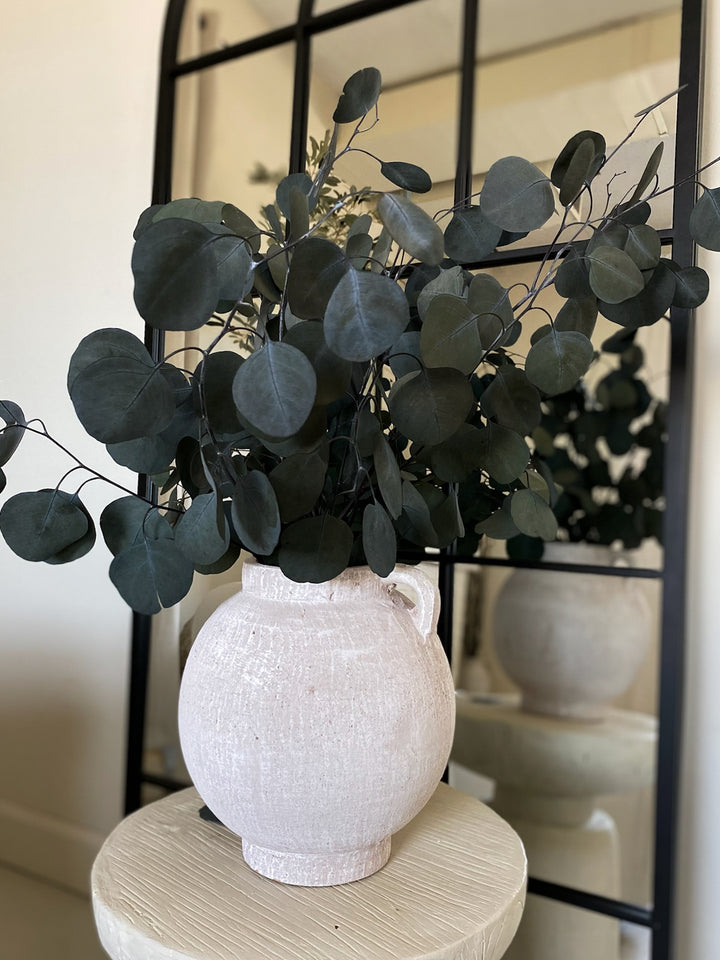 Distressed White Textured Terracotta Vase