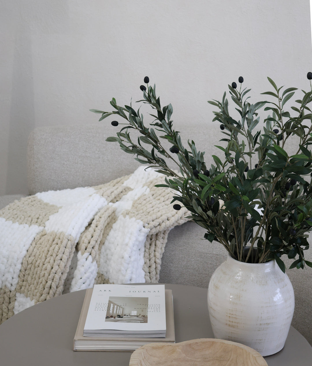 Checkered Chunky Knit Blanket (handmade)