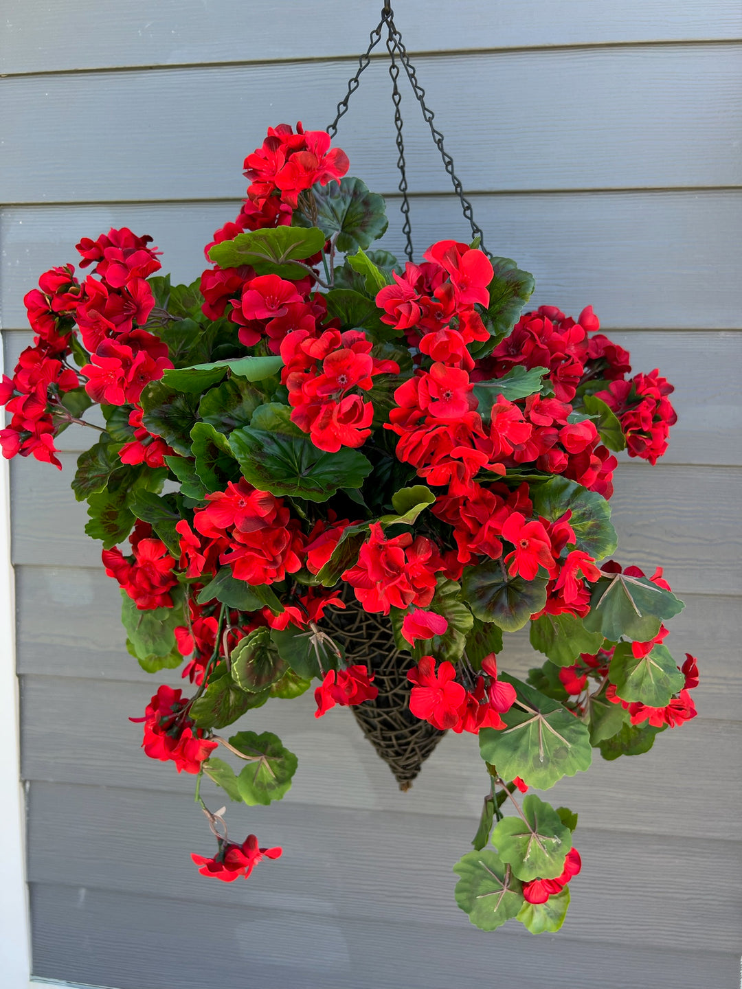 Faux/Artificial Red Hanging Geranium Bush