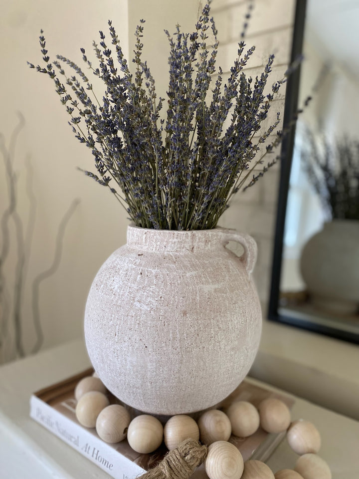 Distressed White Textured Terracotta Vase