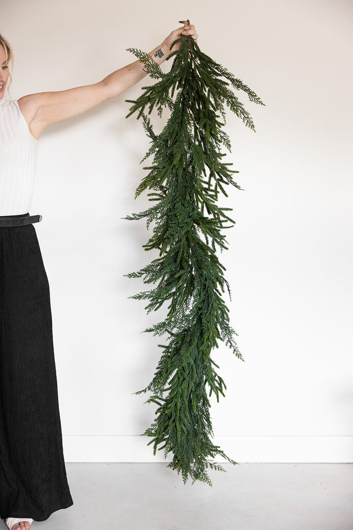 Real-Touch Faux Cypress Norfolk Mixed Garland - 8ft