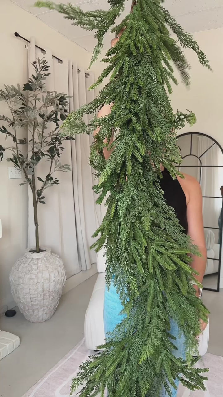 Real-Touch Faux Cypress Norfolk Mixed Garland - 8ft