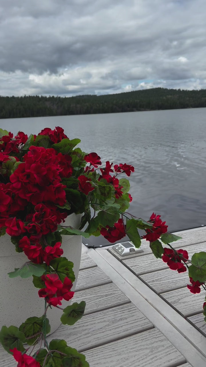 Faux/Artificial Red Hanging Geranium Bush