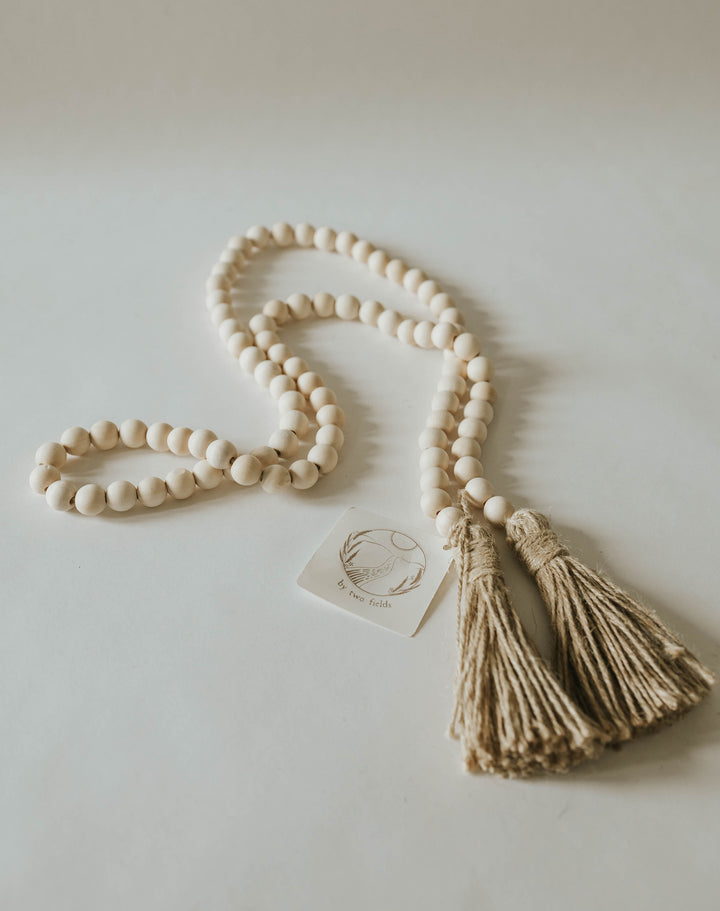 Natural wood bead garland for By Two Fields