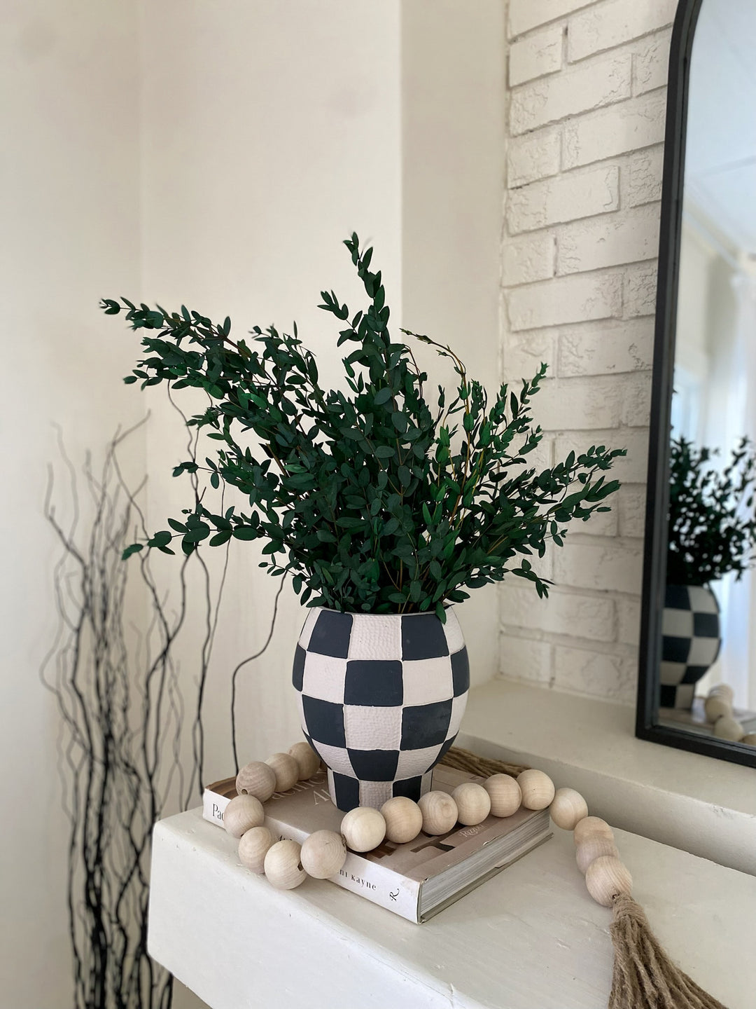 Black + White Checkered Pot (Small and Large)