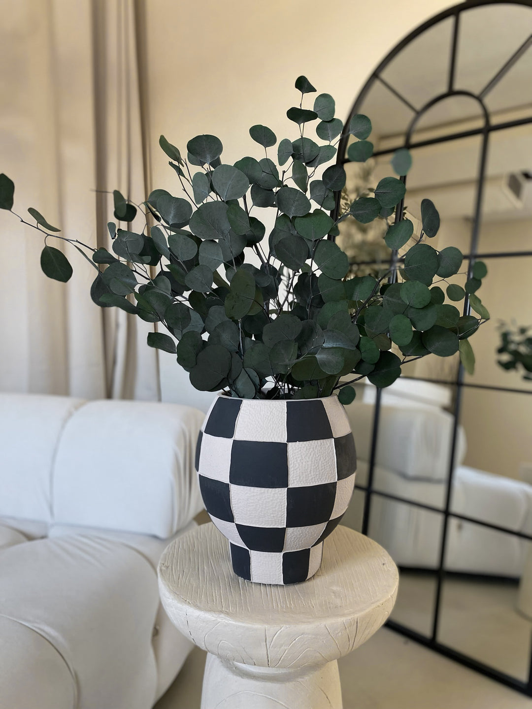 Black + White Checkered Pot (Small and Large)