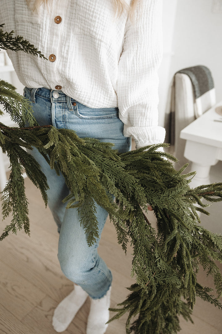 Real-Touch Faux Cypress Norfolk Mixed Garland - 8ft