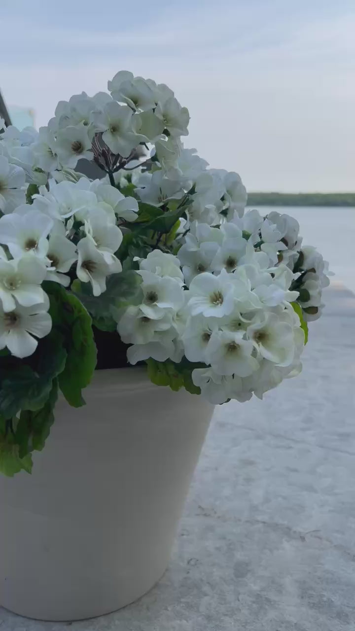 Faux/Artificial White Geranium Bush