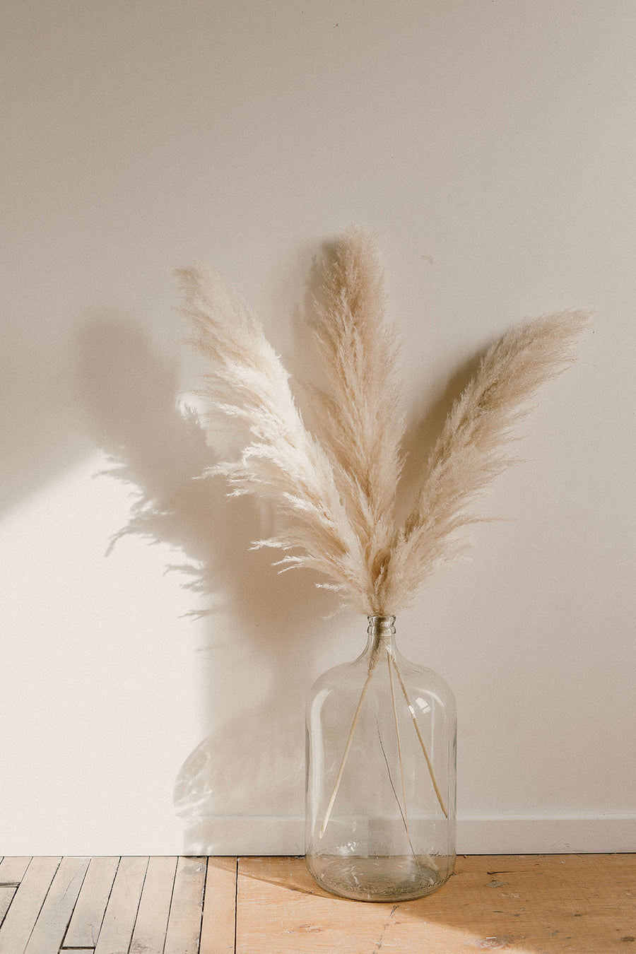 White and neutral pampas grass in jug vase for By Two Fields
