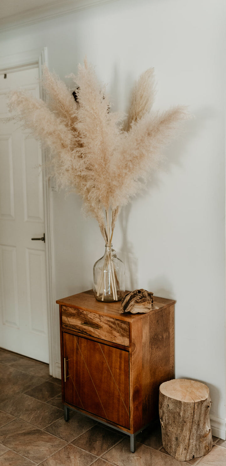 White, neutral pampas grass in jug vase for By Two Fields